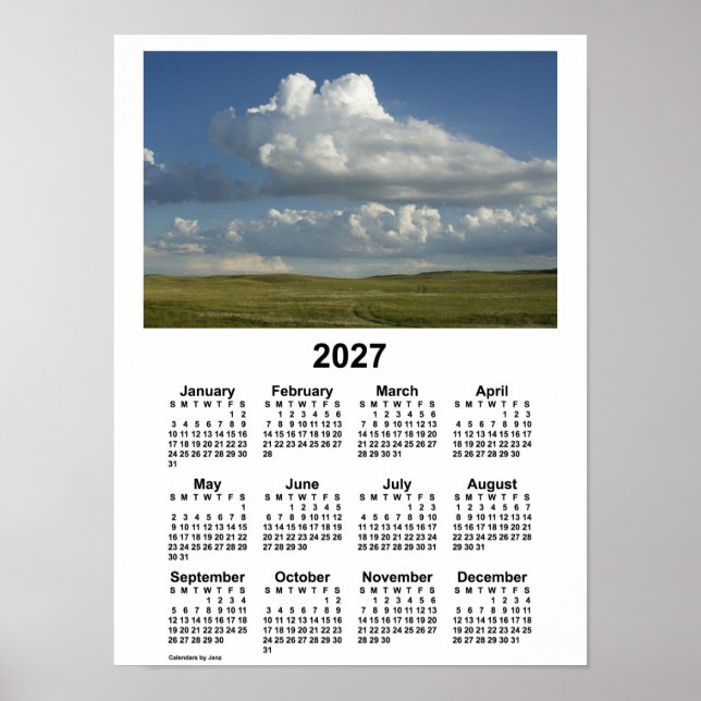 Affiche Calendrier des Sandhills du Nebraska 2027 par Janz (Devant)