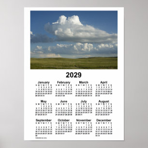 Affiche Calendrier des Sandhills du Nebraska 2029 par Janz