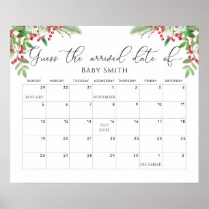 Affiche Calendrier devinez la date prévue à feuilles persi