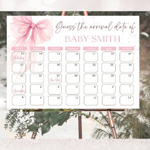 Affiche Calendrier devinez la date prévue Coquette Rose à 