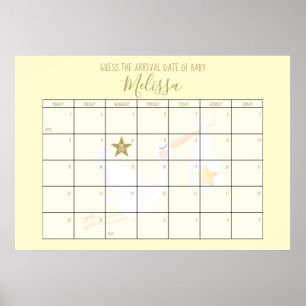 Affiche Calendrier Devinez la Date Prévue Crème Jeu de Bab