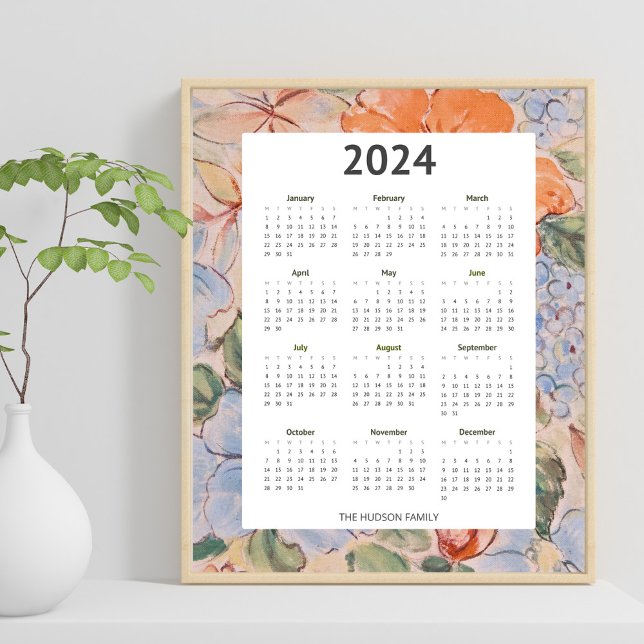 Affiche Calendrier d'illustration florale 2024 (Créateur téléchargé)