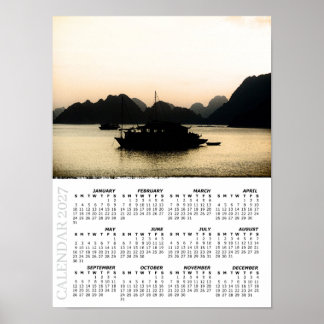 Affiche Calendrier du coucher de soleil 2027, Baie d'Halon