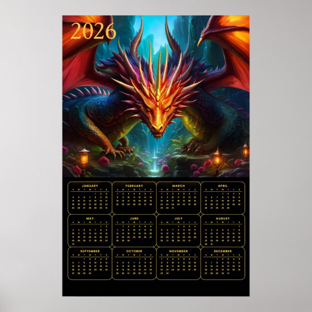 Affiche Calendrier du Dragon 2026 (Devant)