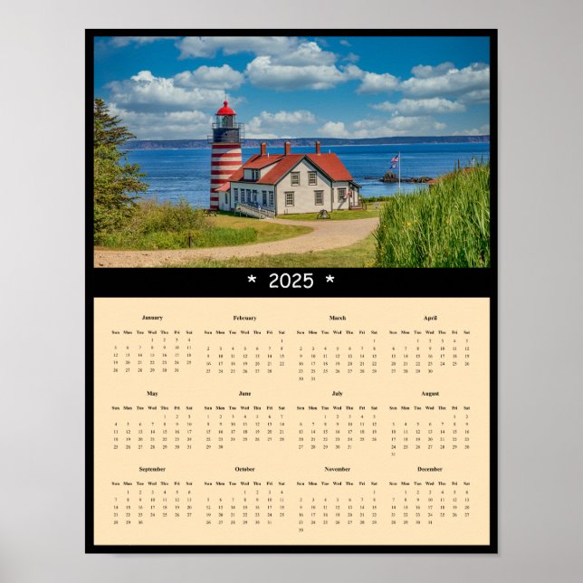 Affiche Calendrier du mur du phare de Quoddy Head Ouest 20 (Devant)