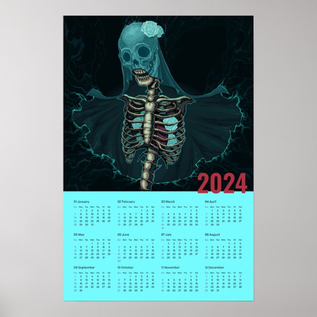 Affiche Calendrier du mur Goth Ghost 2024 (Devant)