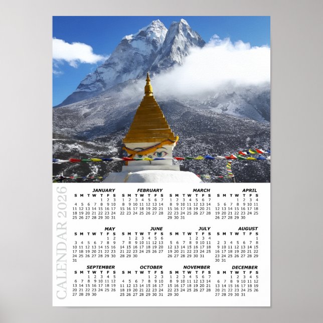 Affiche Calendrier du Népal 2026, Ama Dablan, Sagarmatha (Devant)