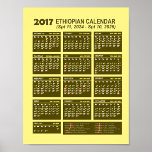 Affiche Calendrier du nouvel an éthiopien 2017 2024/2025
