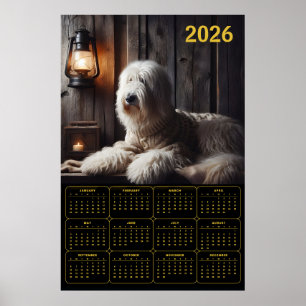 Affiche Calendrier du Vieux Chien de Berger Anglais 2026