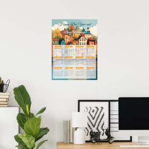 Affiche Calendrier du village charmant 2024