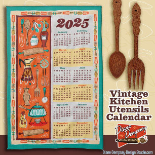 Affiche Calendrier d'Ustensiles de Cuisine Vintage