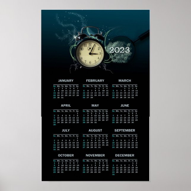 Affiche Calendrier élégant Horloge 2023 comme (Devant)