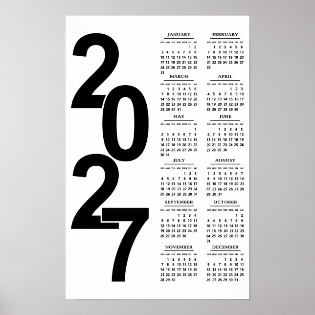 Affiche Calendrier Élégant Typographique Minimal Moderne 2 (Devant)