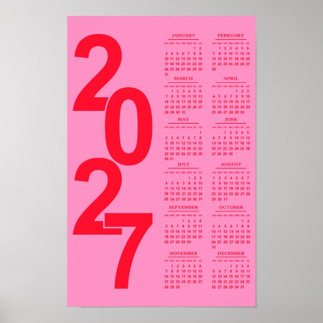 Affiche Calendrier Élégant Typographique Minimal Moderne 2 (Devant)