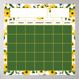 Affiche Calendrier Enseignant Classique Patch de Tournesol