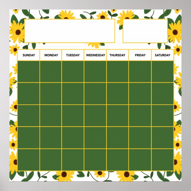 Affiche Calendrier Enseignant Classique Patch de Tournesol (Devant)