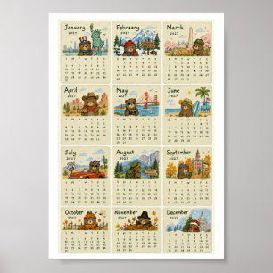 Affiche Calendrier États-Unis 2027
