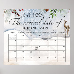 Affiche Calendrier Evergreen devinez la date prévue d'acco