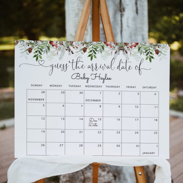 Affiche Calendrier Evergreen pour deviner la date prévue (Créateur téléchargé)