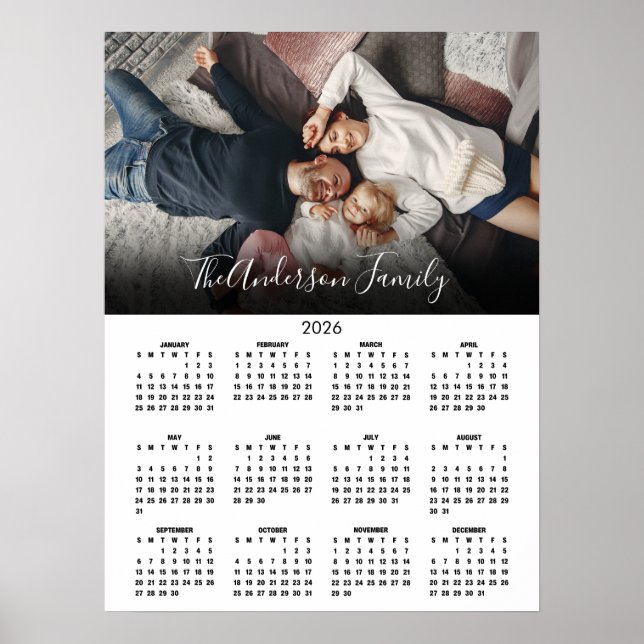 Affiche Calendrier familial moderne 2026 pour photo (Devant)