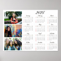 Calendrier familial personnalisé 3 photos Collage 