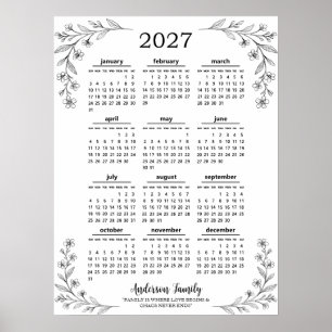 Affiche Calendrier familial personnalisé Fleur sauvage 202