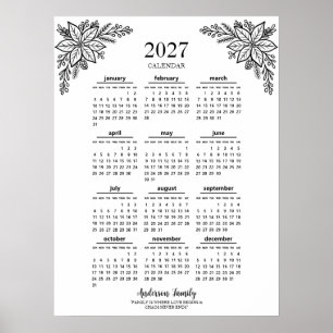 Affiche Calendrier familial personnalisé Fleur sauvage 202