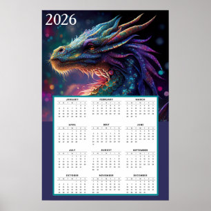 Affiche Calendrier Fantastique du Dragon Mystique 2026