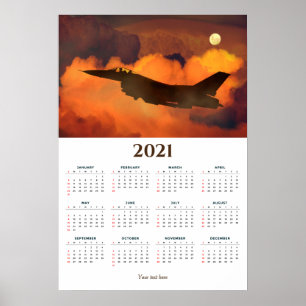 Affiche Calendrier Fighter Jet Sunset 2021