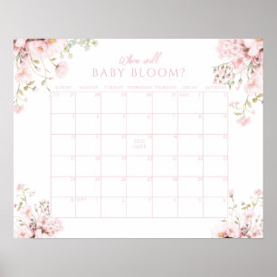 Affiche Calendrier Fleur Rose Quand la Petite Fille Fleuri