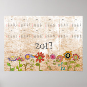 Affiche Calendrier Fleurs 2017