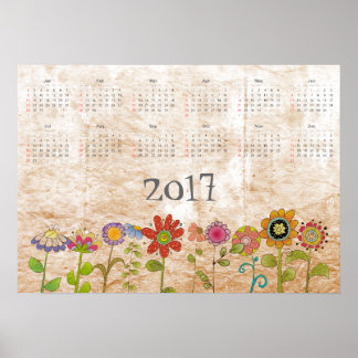 Affiche Calendrier Fleurs 2017