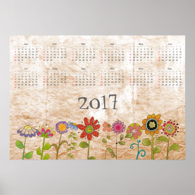 Affiche Calendrier Fleurs 2017 (Devant)