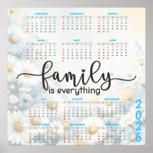 Affiche Calendrier floral 2026 avec citation