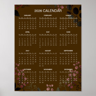 Affiche Calendrier floral simple mais élégant 2026