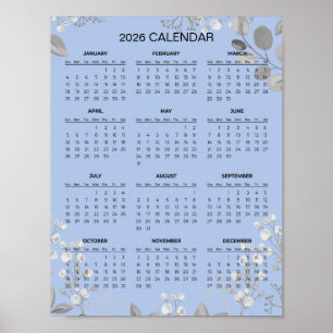 Affiche Calendrier floral simple mais élégant 2026   