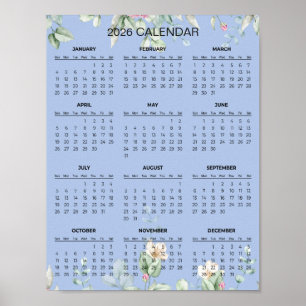 Affiche Calendrier floral simple mais élégant 2026