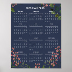 Affiche Calendrier floral simple mais élégant 2026   