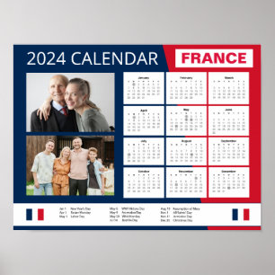 Affiche Calendrier français en anglais   Ajouter Votre Pho