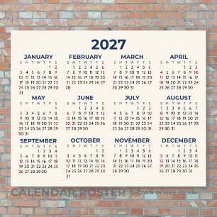 Affiche Calendrier Horizontal 2027 Toutes Vos Couleurs