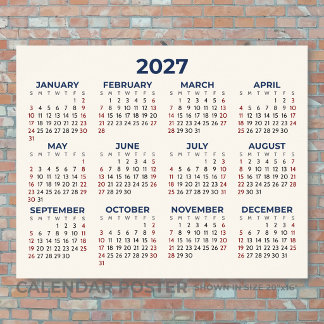 Affiche Calendrier Horizontal 2027 Toutes Vos Couleurs