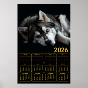 Affiche Calendrier Husky sibérien 2026