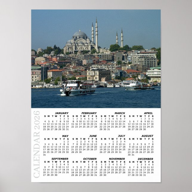 Affiche Calendrier Istanbul 2026, Sultan Ahmed, Turquie (Devant)