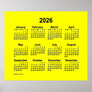 Affiche Calendrier Jaune 2026 par Janz Print