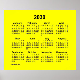 Affiche Calendrier Jaune 2030 de Janz Print