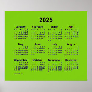 Affiche Calendrier jaune vert 2025 par Janz Print