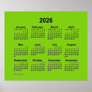 Affiche Calendrier Jaune Vert 2026 de Janz Print