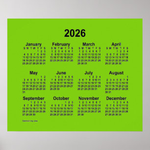 Affiche Calendrier Jaune Vert 2026 par Janz Print