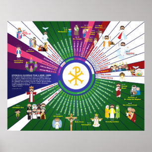 Affiche Calendrier Liturgique des Saints Joyeux 2026 Année