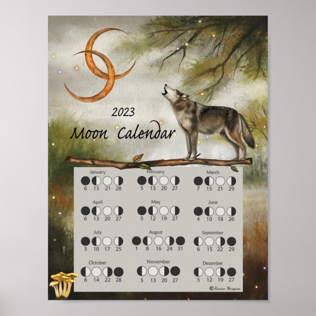 Affiche CALENDRIER LUNAIRE 2023,  Forêt sombre de la lune  (Devant)